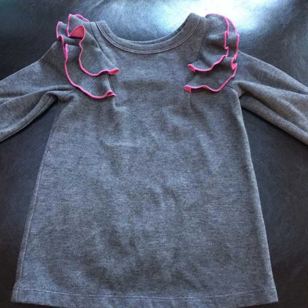 Cat & Jack pink & gray long sleeve ruffle dress